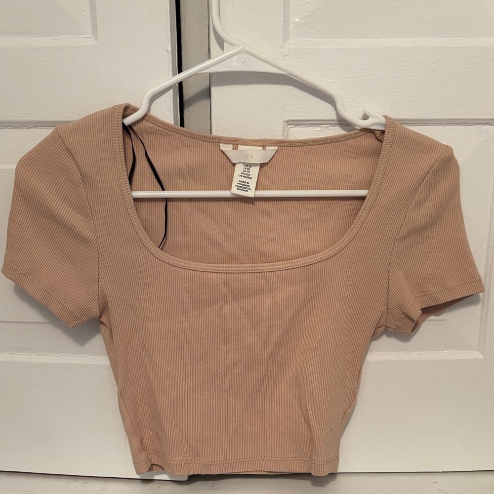 H&M Light Brown Ribbed Crop Top